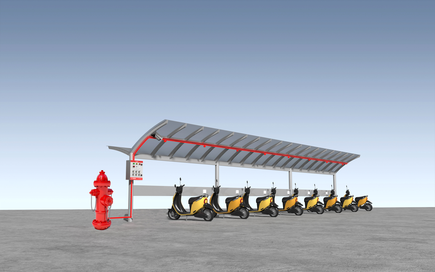 车棚水喷淋智能灭火系统-单机版