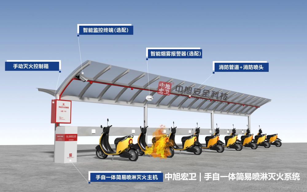 中旭宏卫充电桩手自一体简易喷淋灭火系统